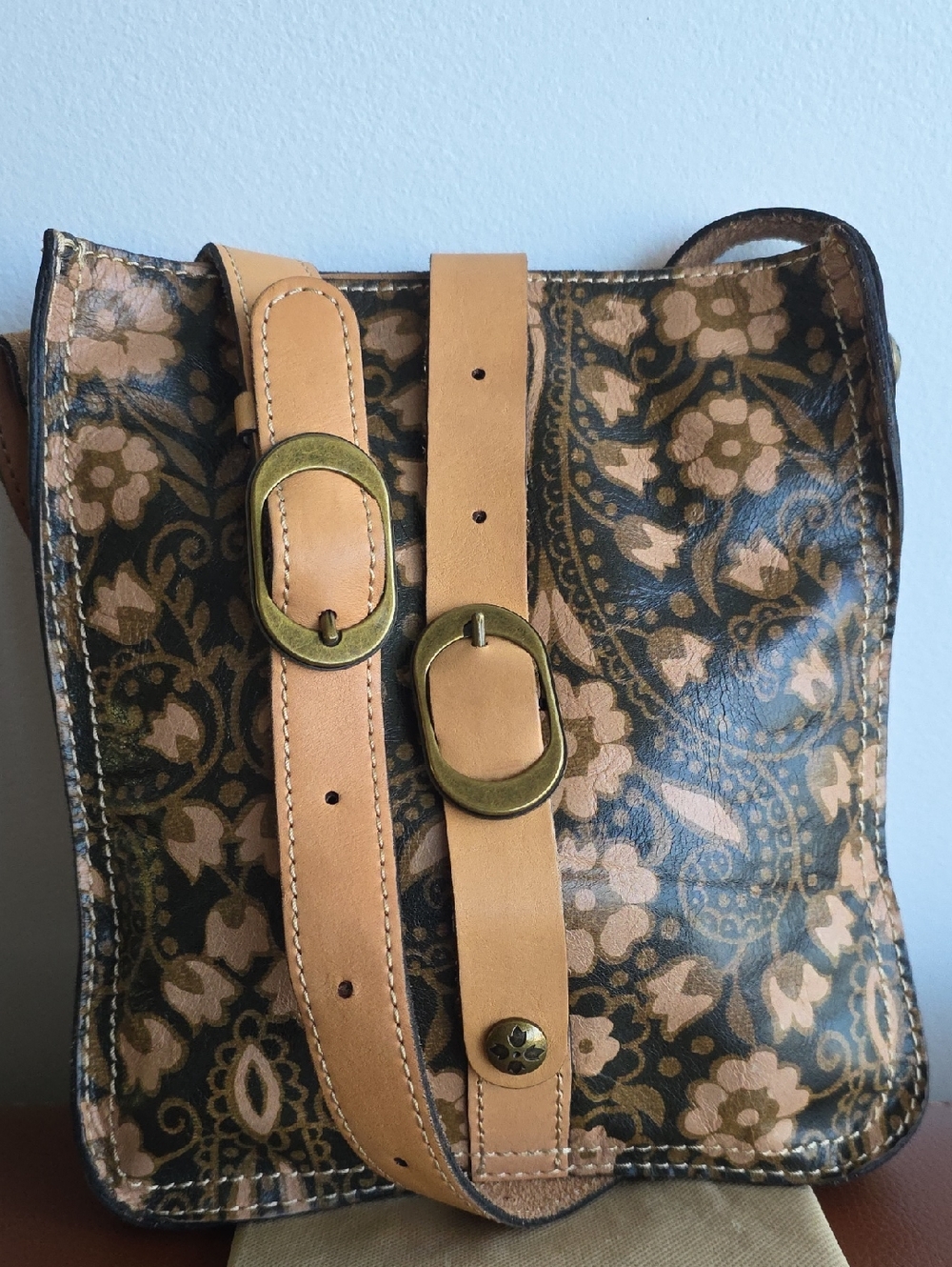PATRICIA NASH NWOT Italian Folklore Tan Crossbody with Dust Bag - Picture 2 of 11